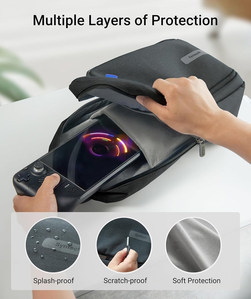 Syntech حقيبة حمل متوافقة مع Steam Deck OLED/ROG Ally X/ROG Xbox Ally X/Legion Go S/Nintendo Switch 2/PS Portal، حقيبة سفر محمولة للأجهزة والملحقات بسعة كبيرة، سوداء - Image 4
